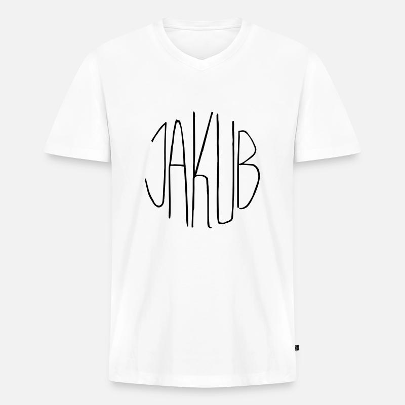 Jakub - Männer Premium Bio T-Shirt mit V-Ausschnitt - Weiß