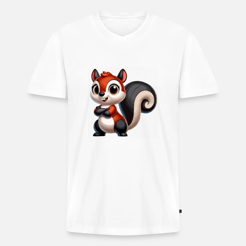 Eichhörnchen-Schwarzschwanz - Männer Premium Bio T-Shirt mit V-Ausschnitt - Weiß