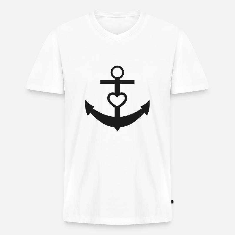 herz - Männer Premium Bio T-Shirt mit V-Ausschnitt - Weiß
