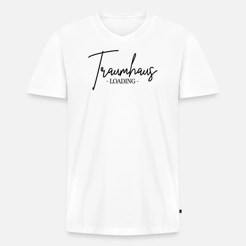 Traumhaus loading - Männer Premium Bio T-Shirt mit V-Ausschnitt - Weiß