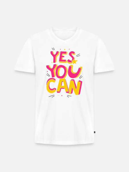 Yes you can - Men's Premium Organic T-shirt with V-neck - white