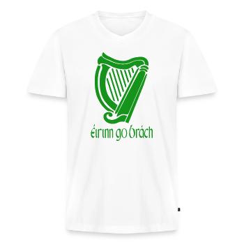 St. Patricks Day Eirinn Go Brach Gälisch Irisch Irland - Männer Premium Bio T-Shirt mit V-Ausschnitt - Weiß - Vorne - Nico (187cm)