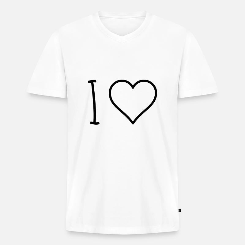 I Love - Männer Premium Bio T-Shirt mit V-Ausschnitt - Weiß