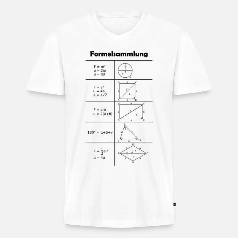 Formelsammlung / Mathe / Mathematik - Männer Premium Bio T-Shirt mit V-Ausschnitt - Weiß