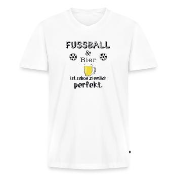 fussball und bier - Männer Premium Bio T-Shirt mit V-Ausschnitt - Weiß - Vorne - Nico (187cm)