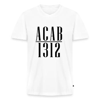 Acab 1312 - Männer Premium Bio T-Shirt mit V-Ausschnitt - Weiß - Vorne - Nico (187cm)