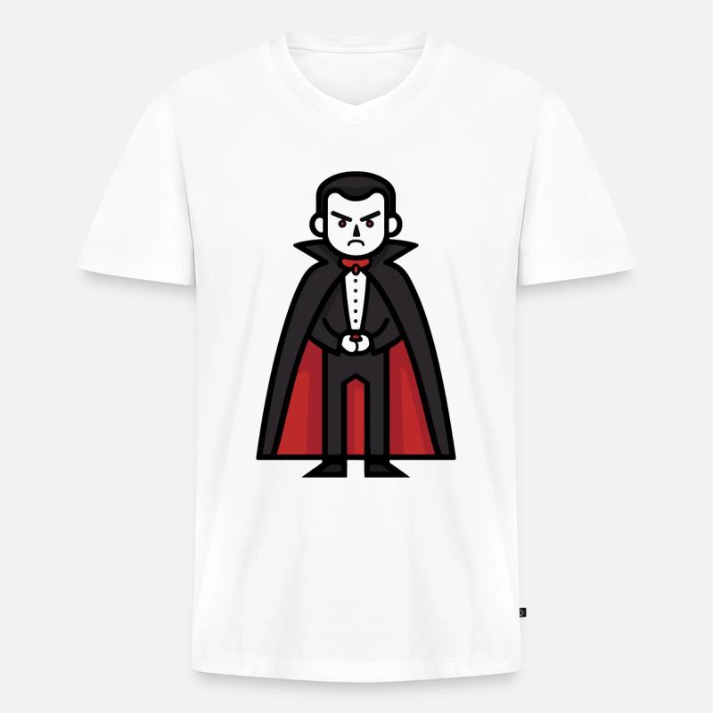 Vampir Halloween Comic - Männer Premium Bio T-Shirt mit V-Ausschnitt - Weiß