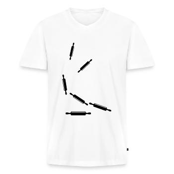 Rouleau à pâtisserie de cuisine - T-shirt encolure en V Premium bio Homme - blanc - Devant - Nico (187cm)