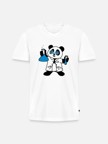 Scientifique Panda - T-shirt encolure en V Premium bio Homme - blanc