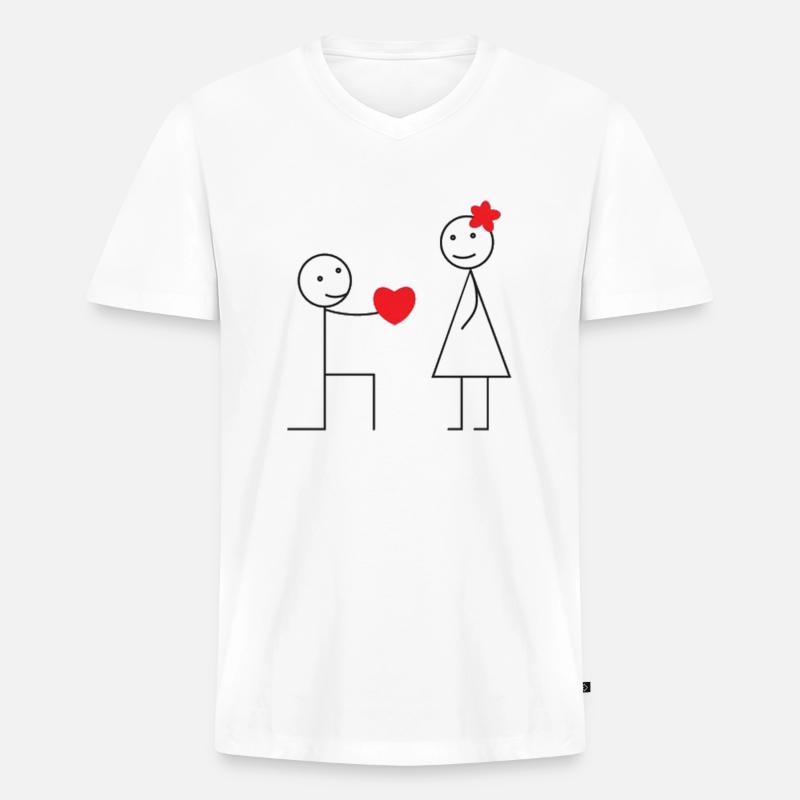 Figur baton Herz - Männer Premium Bio T-Shirt mit V-Ausschnitt - Weiß