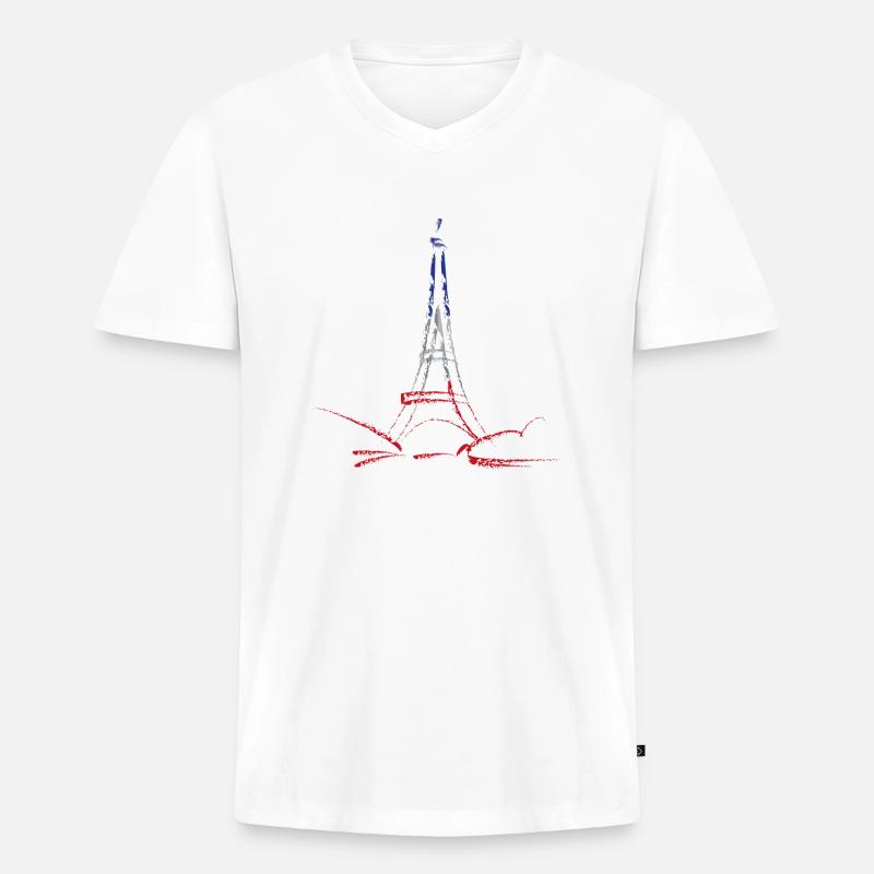 paris la tour eiffel - Männer Premium Bio T-Shirt mit V-Ausschnitt - Weiß