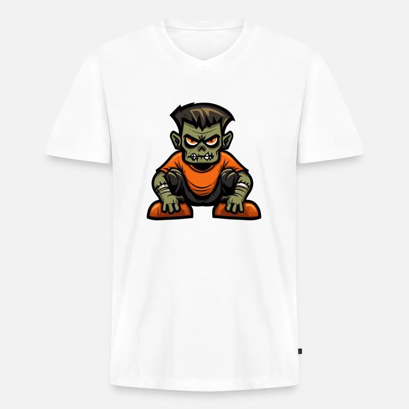 Zombie Halloween Comic - Männer Premium Bio T-Shirt mit V-Ausschnitt - Weiß