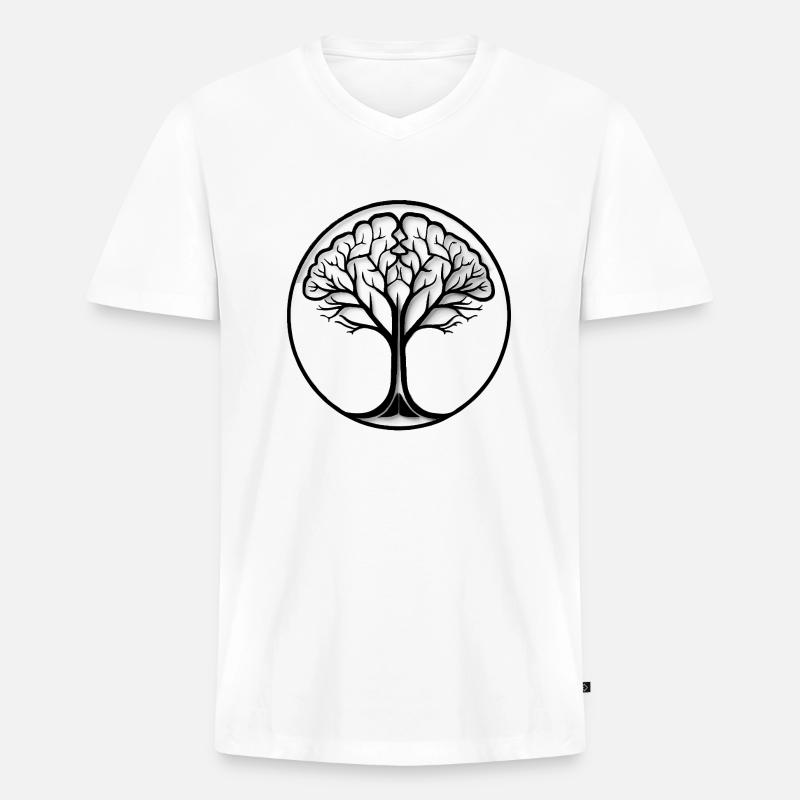 Brain Tree Logo - Mezmerizing Design - Männer Premium Bio T-Shirt mit V-Ausschnitt - Weiß