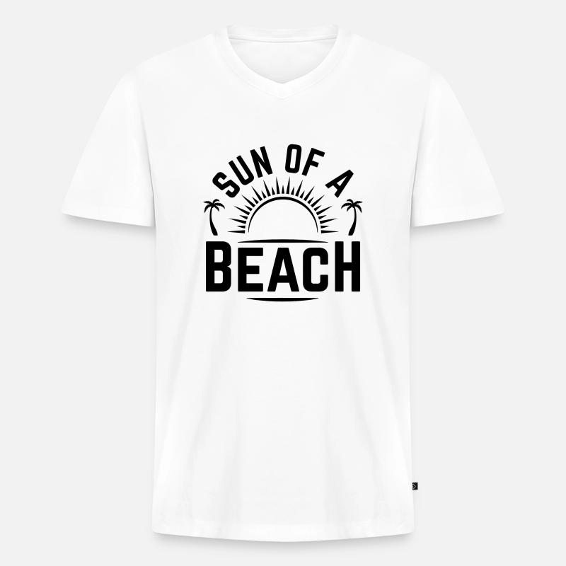 Sonne eines Strandes - Männer Premium Bio T-Shirt mit V-Ausschnitt - Weiß