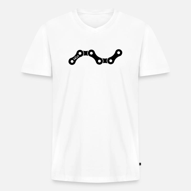 Velo-Kette - Männer Premium Bio T-Shirt mit V-Ausschnitt - Weiß