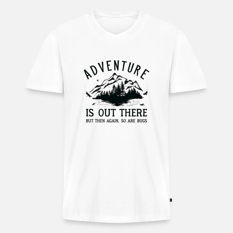 Adventure Bugs - Männer Premium Bio T-Shirt mit V-Ausschnitt - Weiß