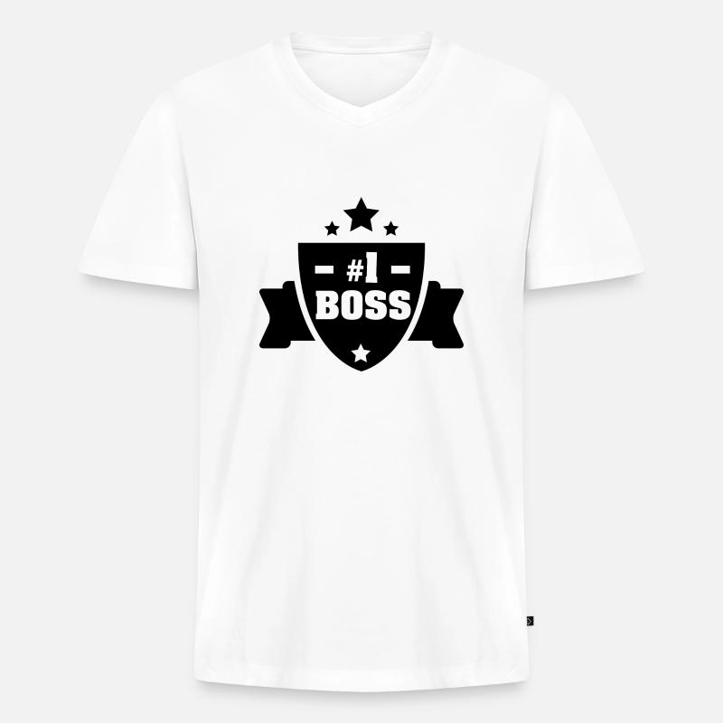 Boss Nummer eins - Männer Premium Bio T-Shirt mit V-Ausschnitt - Weiß