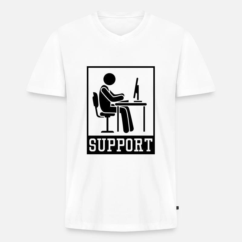 arbeiten office support berater - Männer Premium Bio T-Shirt mit V-Ausschnitt - Weiß