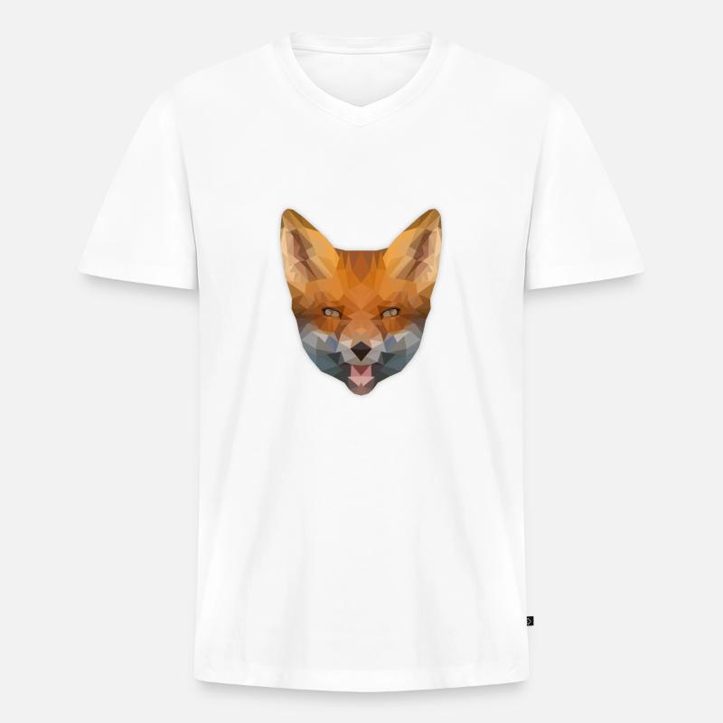 Low Poly Fox - Männer Premium Bio T-Shirt mit V-Ausschnitt - Weiß