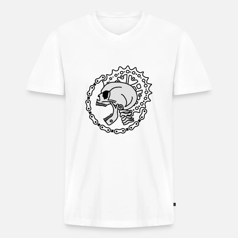 Skull Chain Punk-2c - Männer Premium Bio T-Shirt mit V-Ausschnitt - Weiß