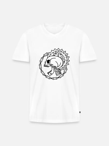 Skull Chain Punk - Black - Männer Premium Bio T-Shirt mit V-Ausschnitt - Weiß