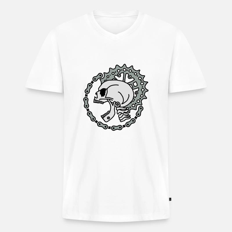 Skull Chain Punk-3c - Männer Premium Bio T-Shirt mit V-Ausschnitt - Weiß