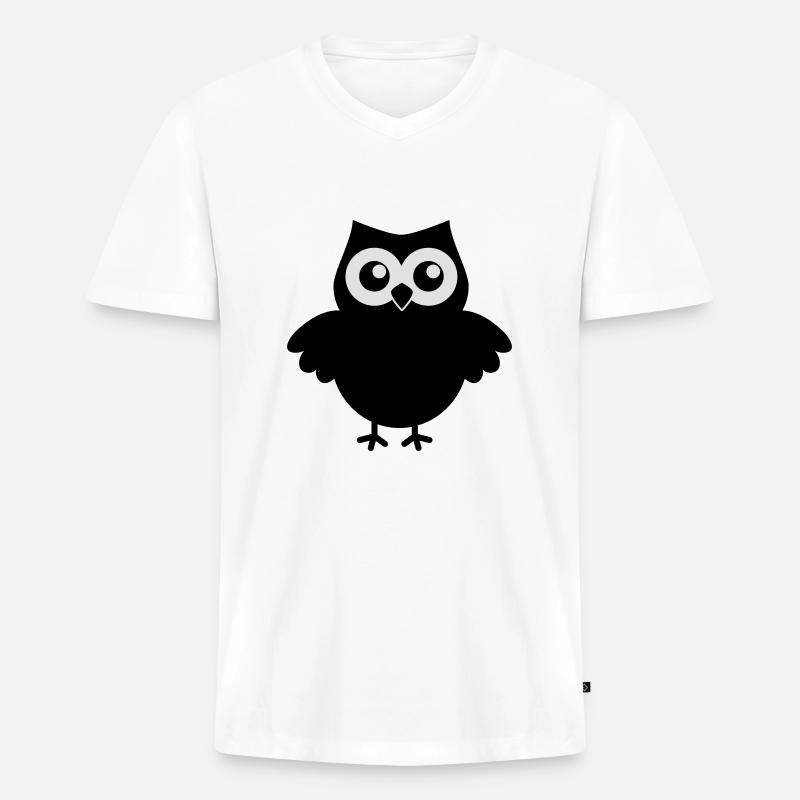 Eule - Männer Premium Bio T-Shirt mit V-Ausschnitt - Weiß