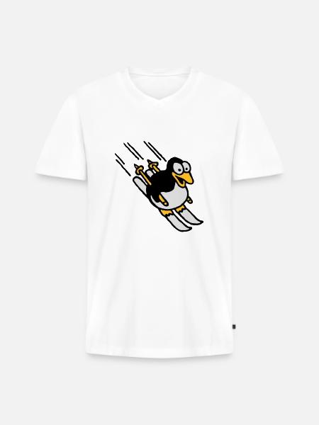 pinguin_ski_022011_e_3c - Männer Premium Bio T-Shirt mit V-Ausschnitt - Weiß