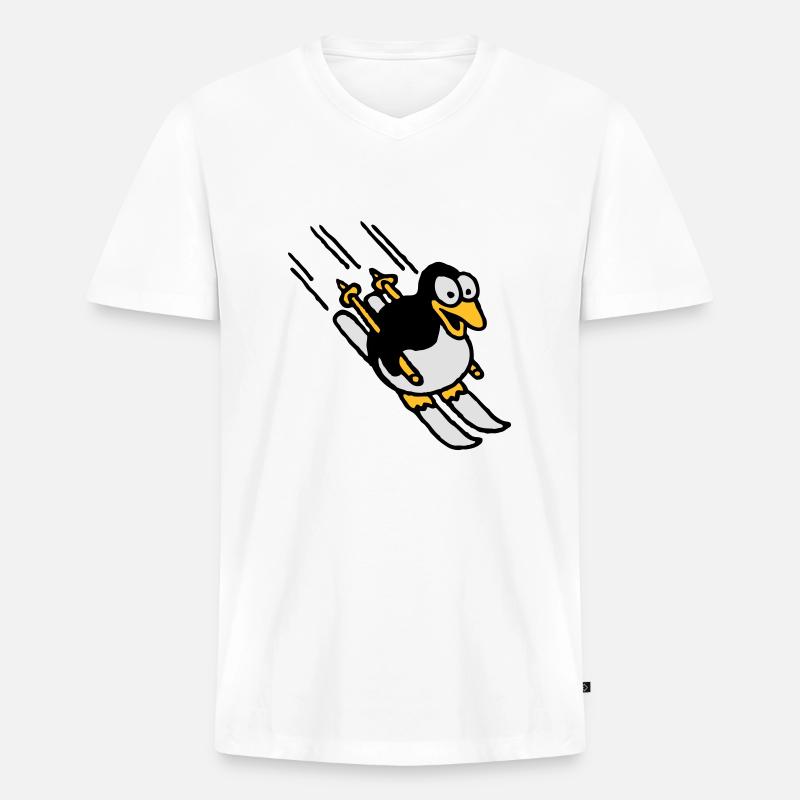 pinguin_ski_022011_e_3c - Männer Premium Bio T-Shirt mit V-Ausschnitt - Weiß