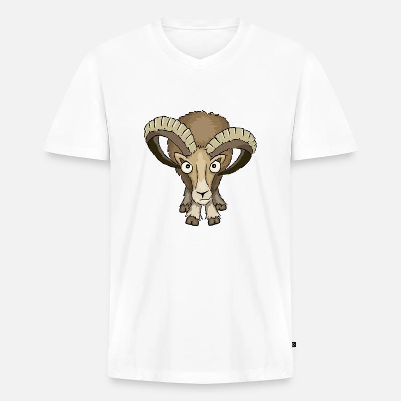 bockiges Mufflon - Männer Premium Bio T-Shirt mit V-Ausschnitt - Weiß