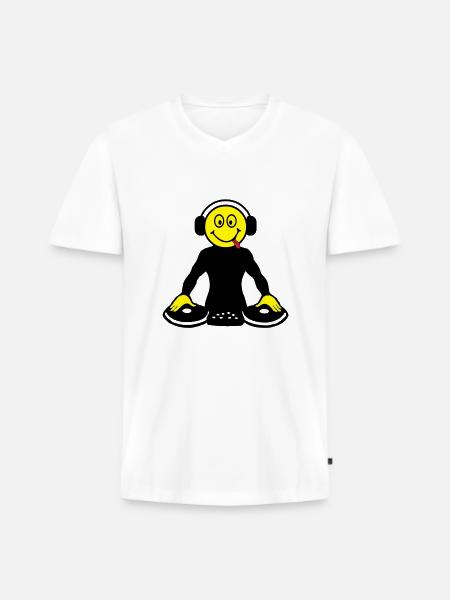 DJ - Men's Premium Organic T-shirt with V-neck - white