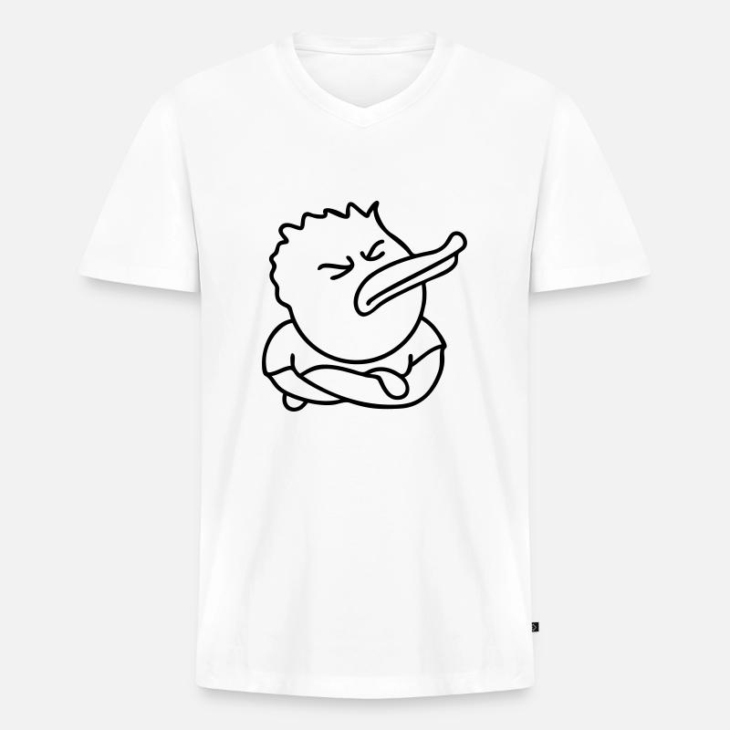 Offended Duck - Männer Premium Bio T-Shirt mit V-Ausschnitt - Weiß
