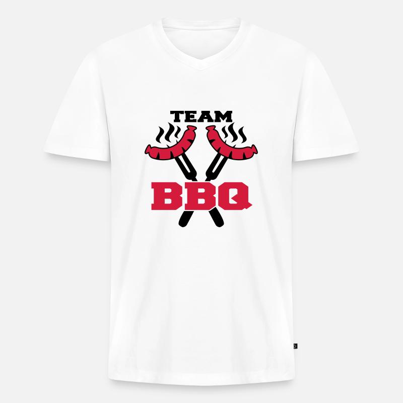 Team BBQ Logo - Männer Premium Bio T-Shirt mit V-Ausschnitt - Weiß