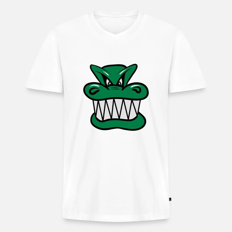 Drache böse witzig Cool Comic - Männer Premium Bio T-Shirt mit V-Ausschnitt - Weiß