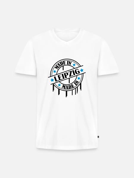 made_in_leipzig_02 - Männer Premium Bio T-Shirt mit V-Ausschnitt - Weiß