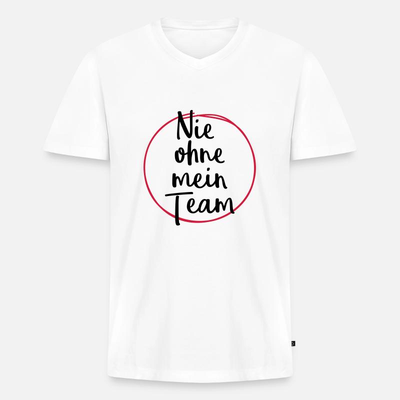 nie ohne mein team design - Männer Premium Bio T-Shirt mit V-Ausschnitt - Weiß