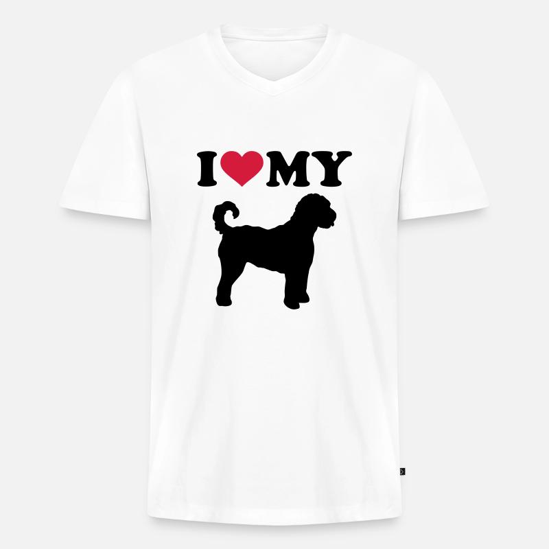 Labradoodle - Männer Premium Bio T-Shirt mit V-Ausschnitt - Weiß