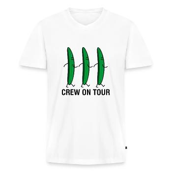 Crew on tour - Men's Premium Organic T-shirt with V-neck - white - Front - Nico (187cm)