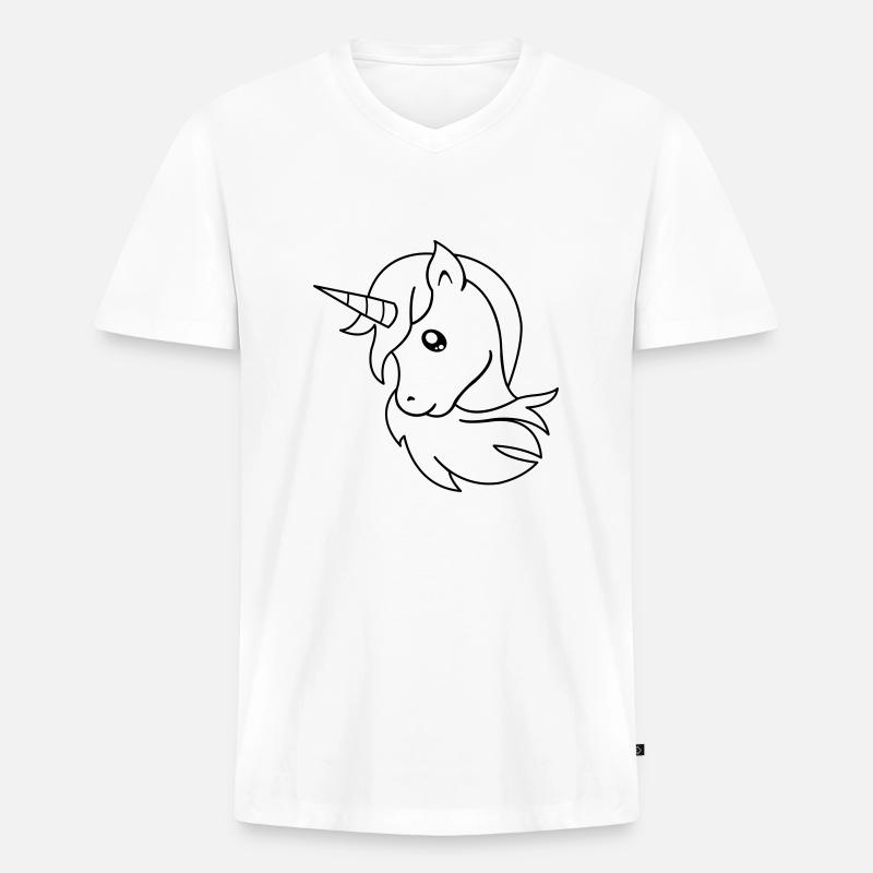 einhorn_01 - Männer Premium Bio T-Shirt mit V-Ausschnitt - Weiß