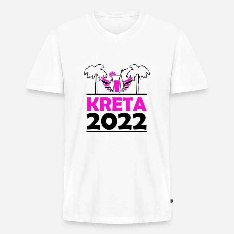Kreta 2022 - Männer Premium Bio T-Shirt mit V-Ausschnitt - Weiß