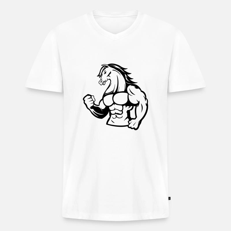 Starkes Pferd - Männer Premium Bio T-Shirt mit V-Ausschnitt - Weiß