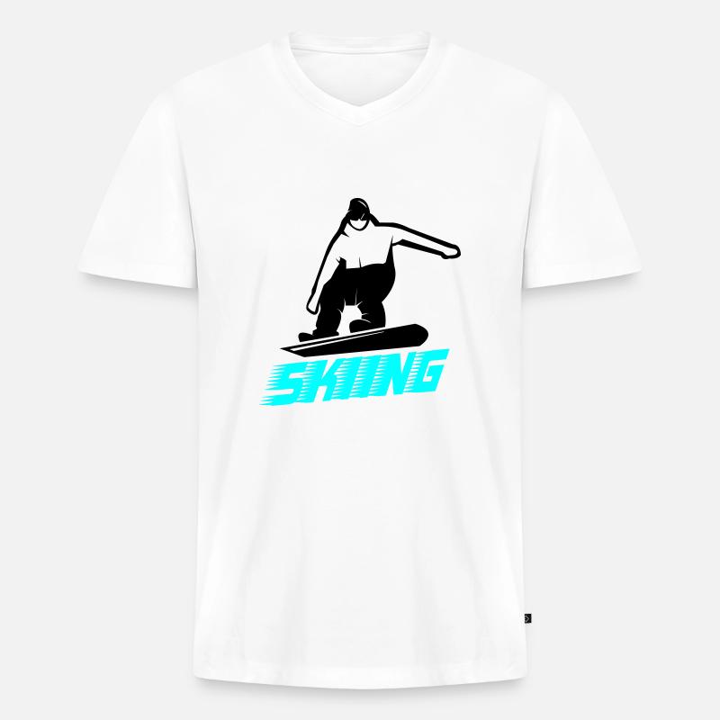 skiing - Männer Premium Bio T-Shirt mit V-Ausschnitt - Weiß