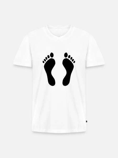 Fußabdrücke - Füße - Bett - Männer Premium Bio T-Shirt mit V-Ausschnitt - Weiß