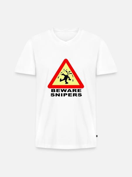 Beware Snipers - Men's Premium Organic T-shirt with V-neck - white