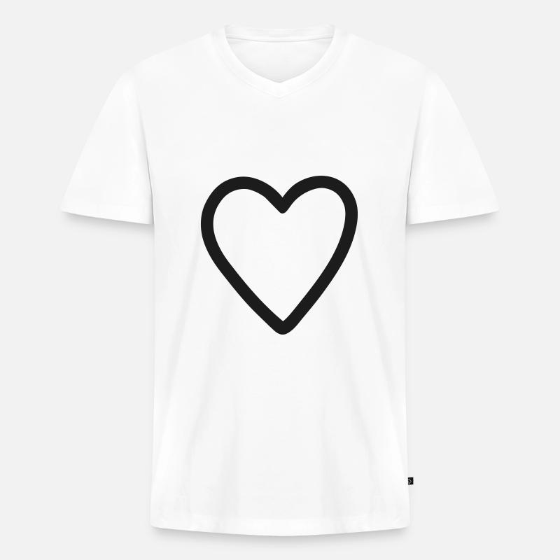 Herz Icon Zeichen - Männer Premium Bio T-Shirt mit V-Ausschnitt - Weiß