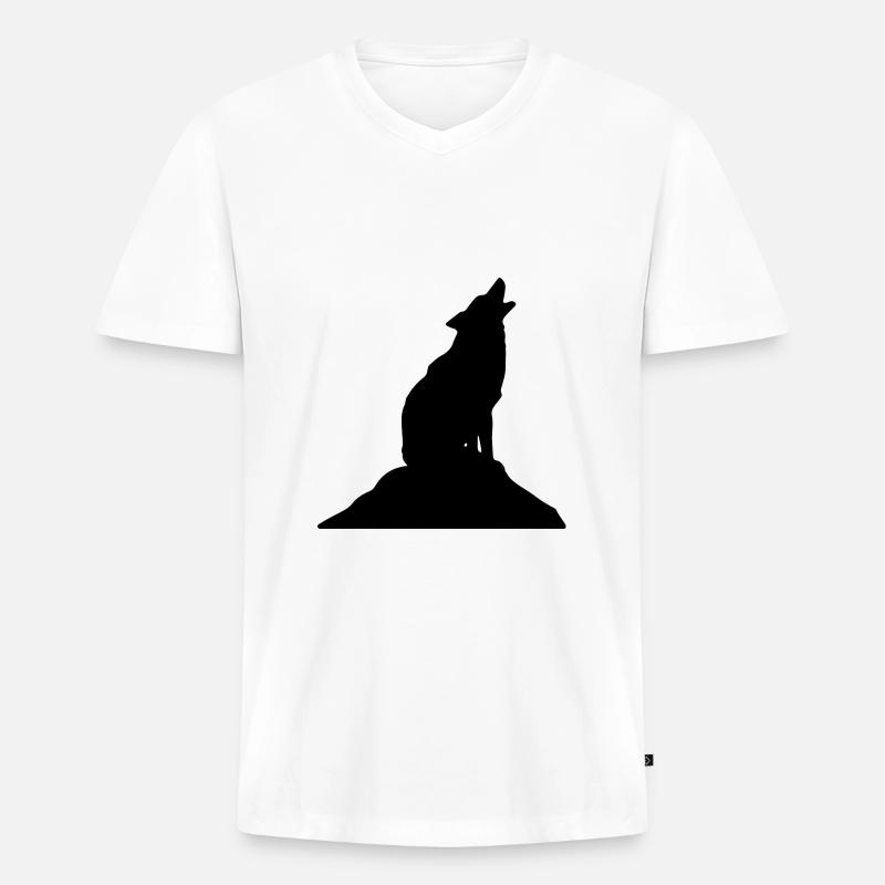Wolf Werwolf Silhouette - Männer Premium Bio T-Shirt mit V-Ausschnitt - Weiß