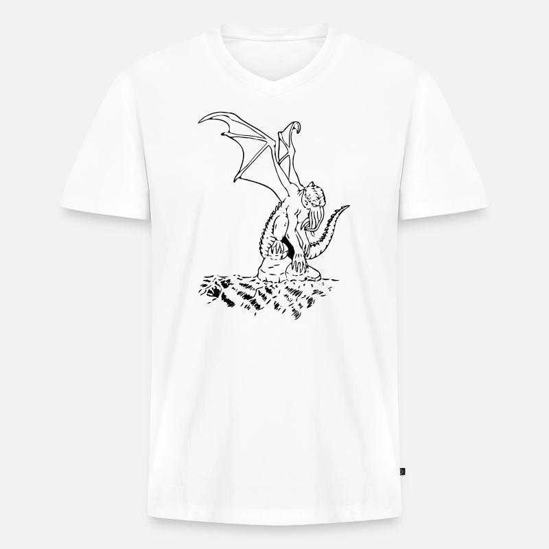 cthulhu02 - Männer Premium Bio T-Shirt mit V-Ausschnitt - Weiß