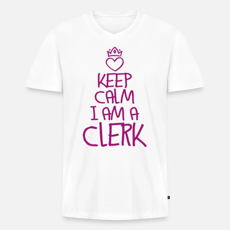 Keep Calm Sachbearbeiter - Männer Premium Bio T-Shirt mit V-Ausschnitt - Weiß