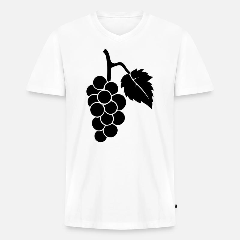 Weintraube - Männer Premium Bio T-Shirt mit V-Ausschnitt - Weiß