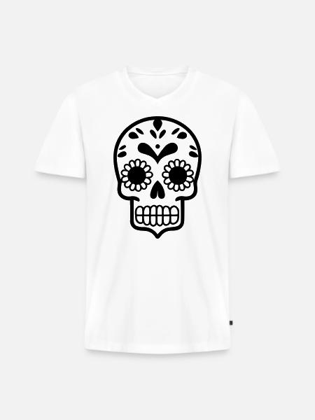 Mexican skull and crossbones - Men's Premium Organic T-shirt with V-neck - white